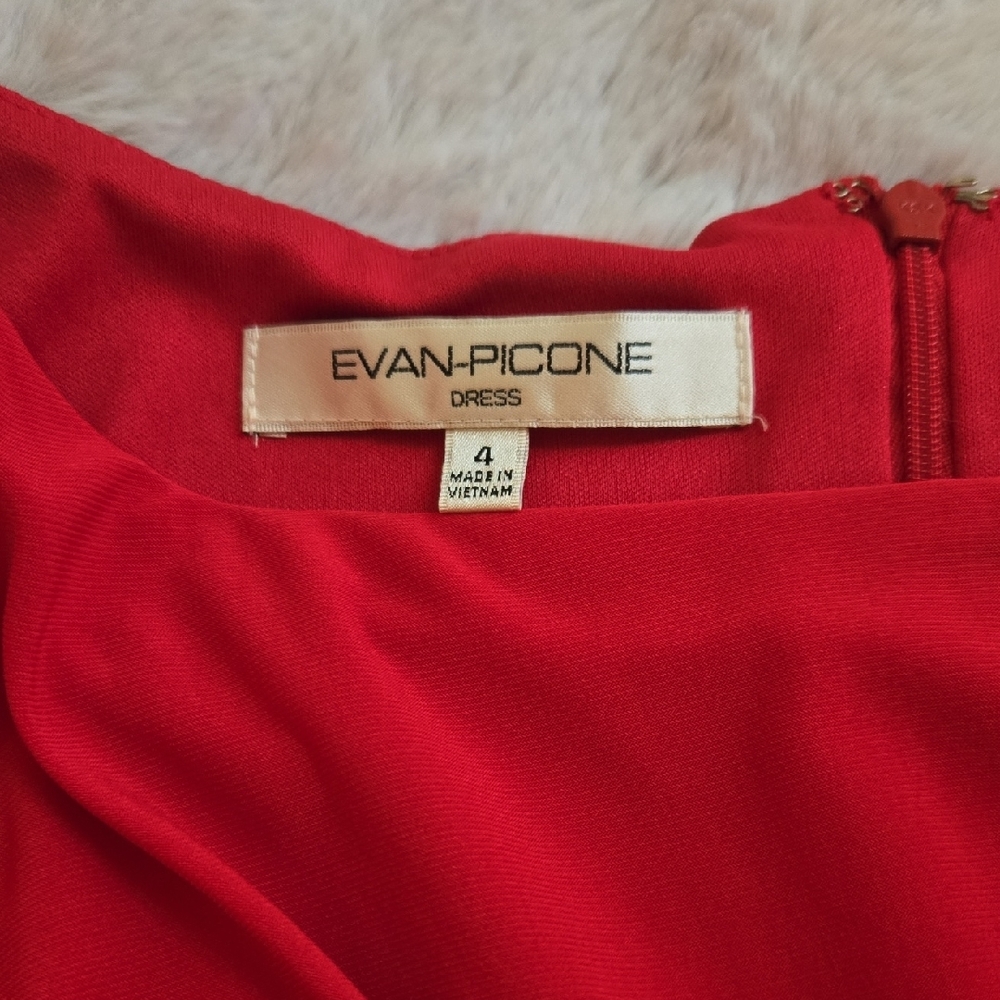 Evan Picone Vibrant Red Ruched Midi Dress - Picture 3 of 5